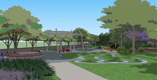 最近的一個景觀項目su效果,已經在施工中